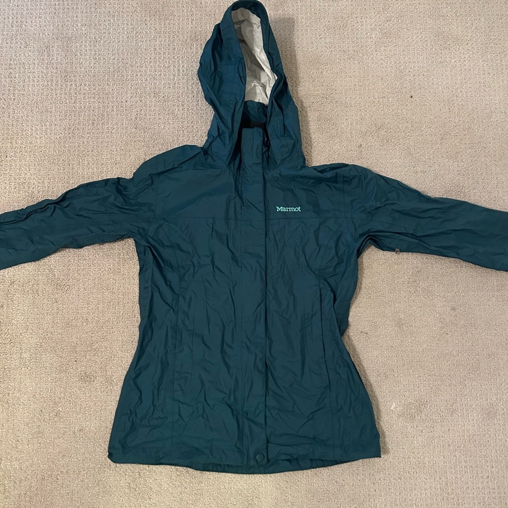 Marmot blue teal women’s raincoat/windbreaker